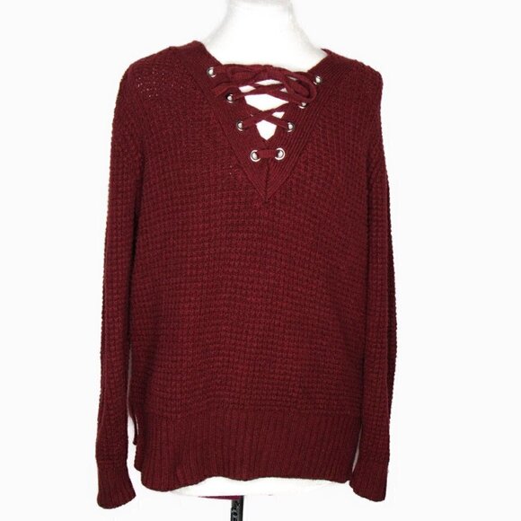 Ruby Moon - Long Sleeve- Lace Up Bodice Sweater Medium - Picture 1 of 7